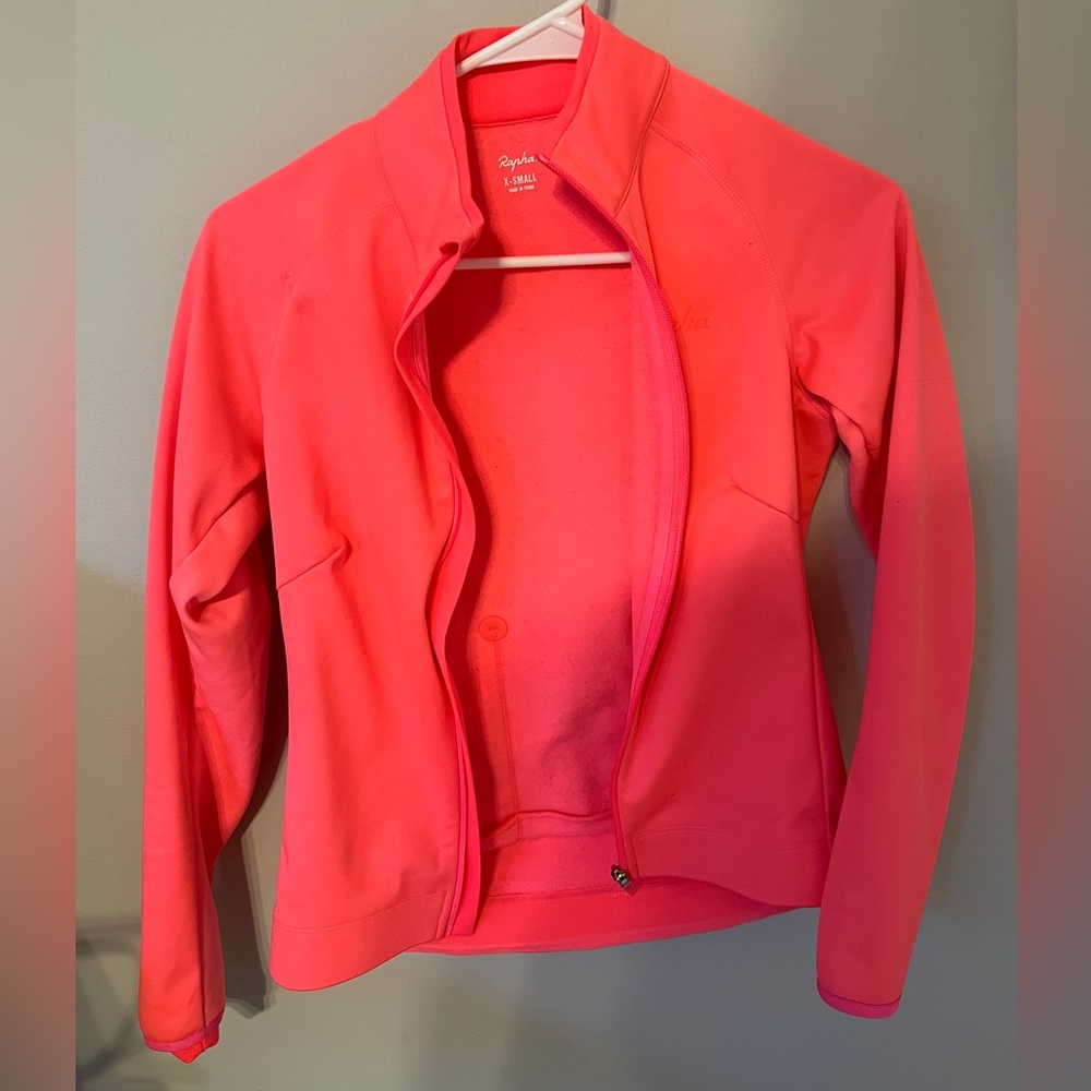 Rapha Core Winter Jacket Softshell Fleece Lined Hot high vis Pink XS Cycling Zip